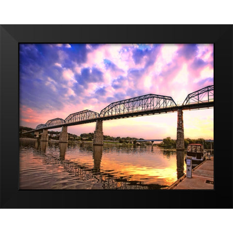 Walnut Bridge Sunset Black Modern Wood Framed Art Print by Lee, Rachel