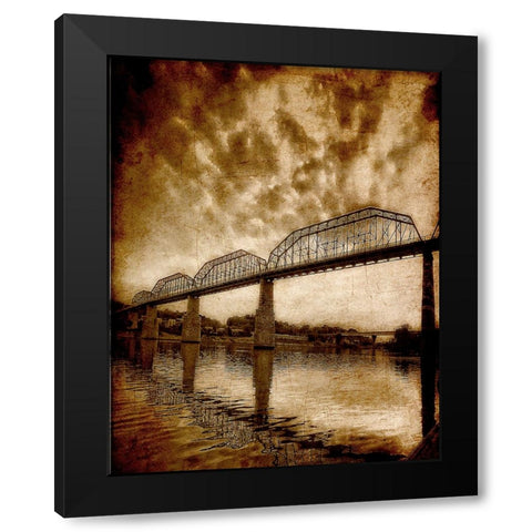 Walnut Bridge Sunset Textured Black Modern Wood Framed Art Print by Lee, Rachel