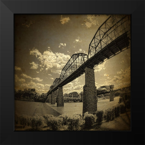 Walnut Left Grunge Black Modern Wood Framed Art Print by Lee, Rachel