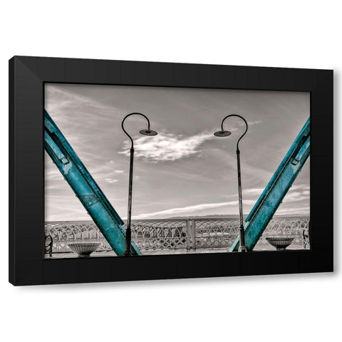 Walnut Love Mask Blue Rail Black Modern Wood Framed Art Print with Double Matting by Lee, Rachel