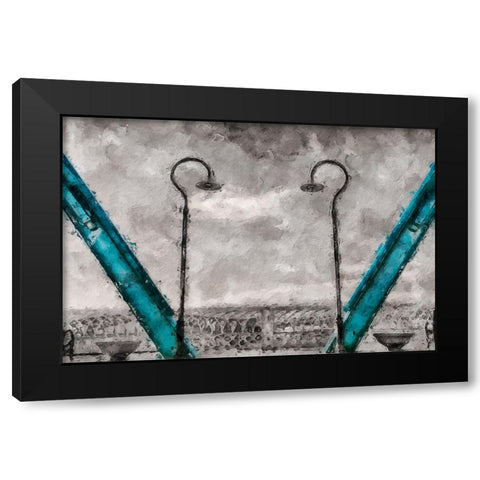 Walnut Love Mask Blue Rail Oil Painting Black Modern Wood Framed Art Print with Double Matting by Lee, Rachel