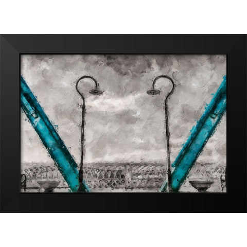 Walnut Love Mask Blue Rail Oil Painting Black Modern Wood Framed Art Print by Lee, Rachel