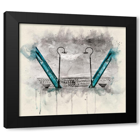 Walnut Love Mask Blue Rail Watercolor Black Modern Wood Framed Art Print by Lee, Rachel