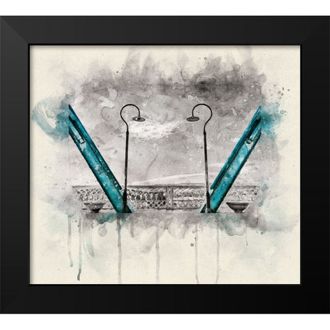 Walnut Love Mask Blue Rail Watercolor Black Modern Wood Framed Art Print by Lee, Rachel