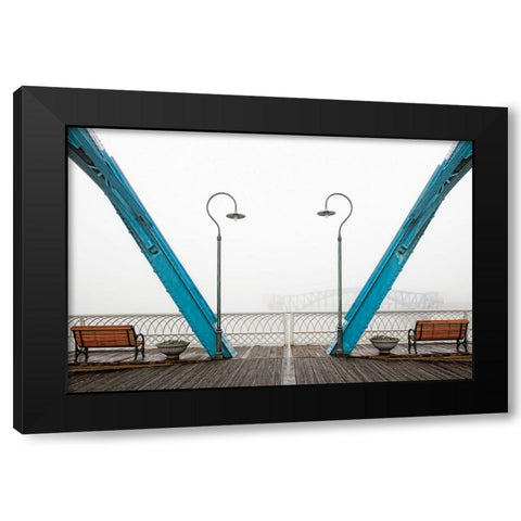 Walnut Posts in Fog Black Modern Wood Framed Art Print with Double Matting by Lee, Rachel