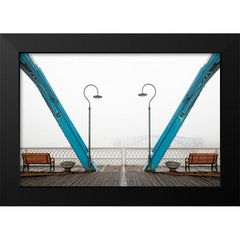 Walnut Posts in Fog Black Modern Wood Framed Art Print by Lee, Rachel