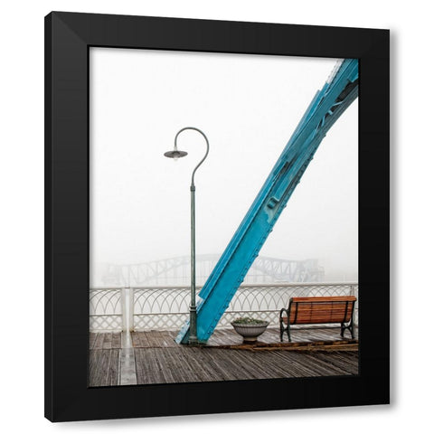 Walnut Posts in Fog Right Crop Black Modern Wood Framed Art Print with Double Matting by Lee, Rachel