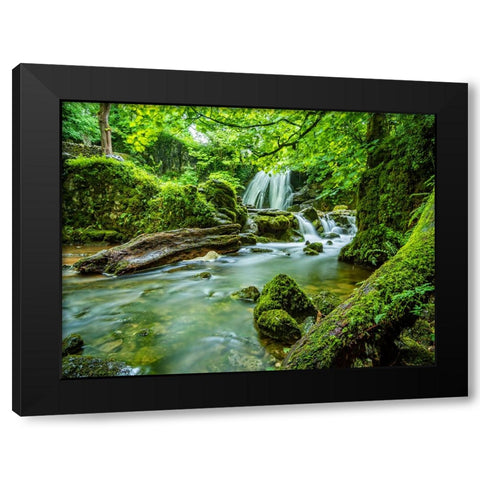 Waterfall 58 Black Modern Wood Framed Art Print with Double Matting by Lee, Rachel