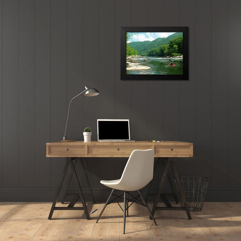Whitewater Raft Black Modern Wood Framed Art Print by Lee, Rachel