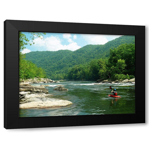 Whitewater Raft Black Modern Wood Framed Art Print with Double Matting by Lee, Rachel