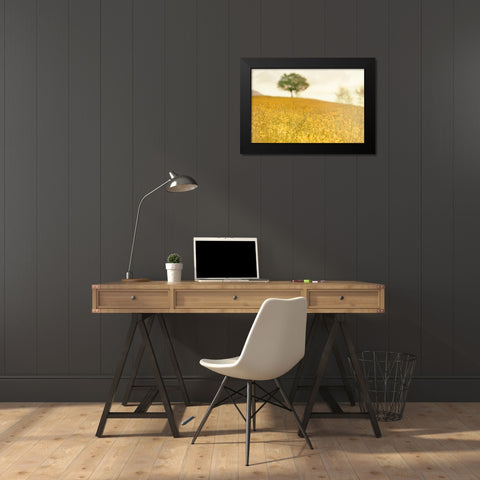 Yellow Meadow Black Modern Wood Framed Art Print by Lee, Rachel