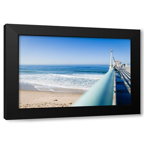 Manhattan Beach Pier Black Modern Wood Framed Art Print with Double Matting by Malone, Will