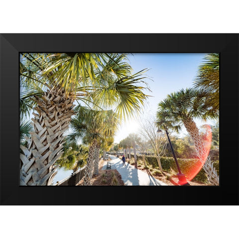 Palm Walk Sun Black Modern Wood Framed Art Print by Malone, Will