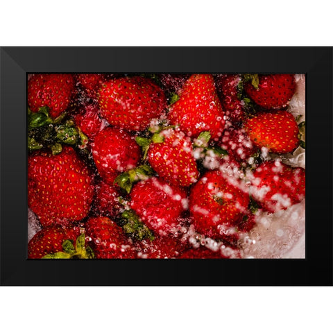 Strawberry Bath Black Modern Wood Framed Art Print by Malone, Will