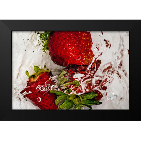 Strawberry Dance Black Modern Wood Framed Art Print by Malone, Will
