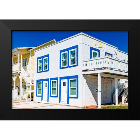 The Blue Beach House Black Modern Wood Framed Art Print by Malone, Will