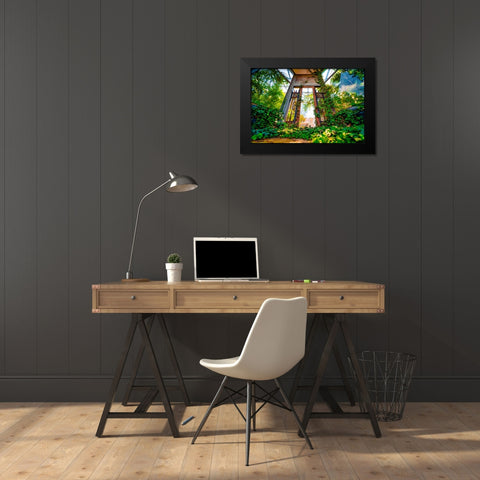 The Door Black Modern Wood Framed Art Print by Malone, Will