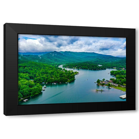 Lake Chatuge Aerial Black Modern Wood Framed Art Print by Malone, Will