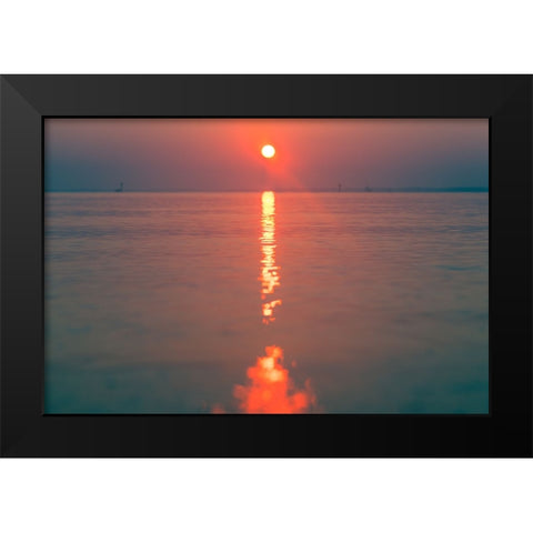 The Red Sun Black Modern Wood Framed Art Print by Malone, Will