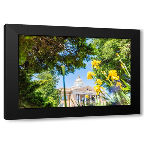 Henderson County Courthouse Black Modern Wood Framed Art Print with Double Matting by Malone, Will