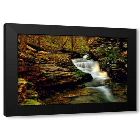 Secret Waterfall Black Modern Wood Framed Art Print by Malone, Will