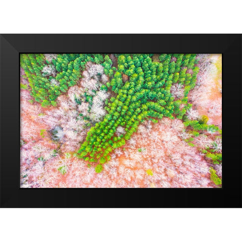Green Splotch Black Modern Wood Framed Art Print by Malone, Will