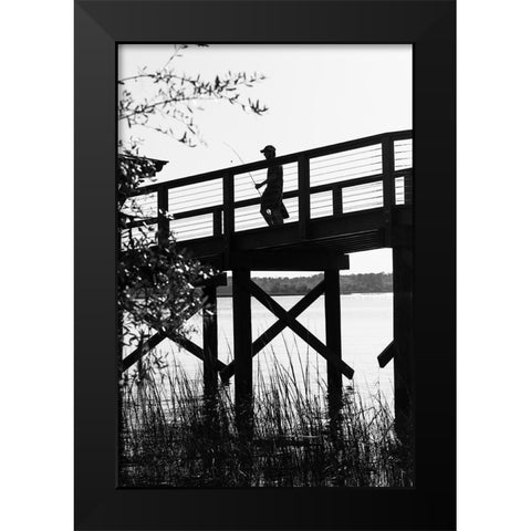 Fishin Black Modern Wood Framed Art Print by Malone, Will