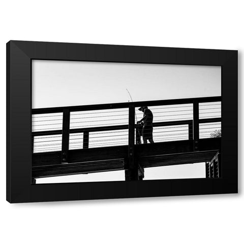 Fishin 2 Black Modern Wood Framed Art Print with Double Matting by Malone, Will