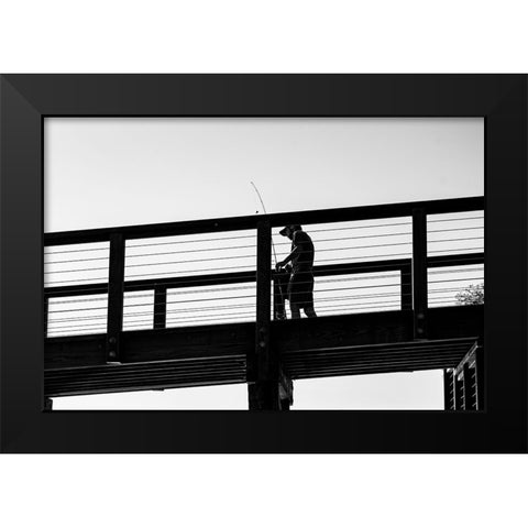 Fishin 2 Black Modern Wood Framed Art Print by Malone, Will