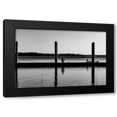 Monochrome Dock 2 Black Modern Wood Framed Art Print with Double Matting by Malone, Will