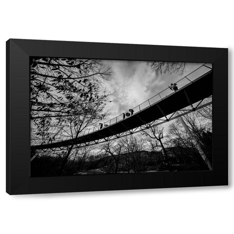 Umbrellas Black Modern Wood Framed Art Print with Double Matting by Malone, Will