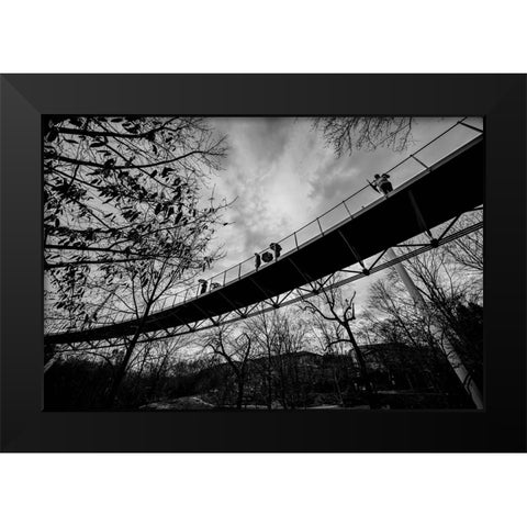 Umbrellas Black Modern Wood Framed Art Print by Malone, Will