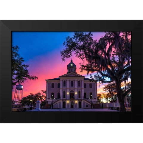 Courthouse Sunset 2 Black Modern Wood Framed Art Print by Malone, Will