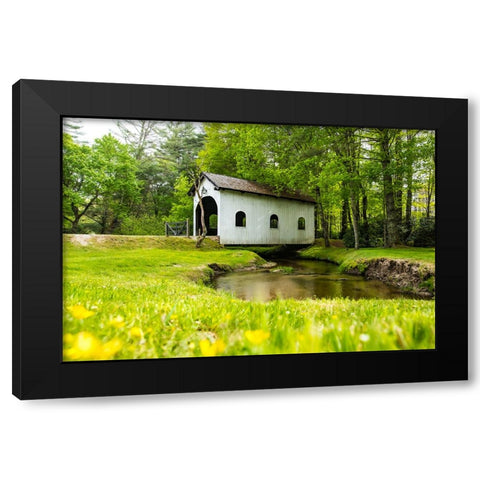 Covered Bridge Black Modern Wood Framed Art Print by Malone, Will