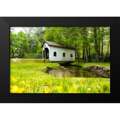 Covered Bridge Black Modern Wood Framed Art Print by Malone, Will