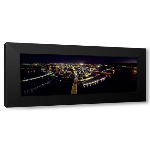 Downtown Night Black Modern Wood Framed Art Print with Double Matting by Malone, Will