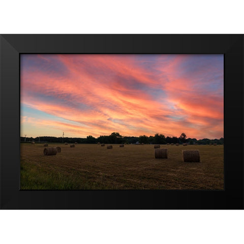 Hay Bail Sky Black Modern Wood Framed Art Print by Malone, Will