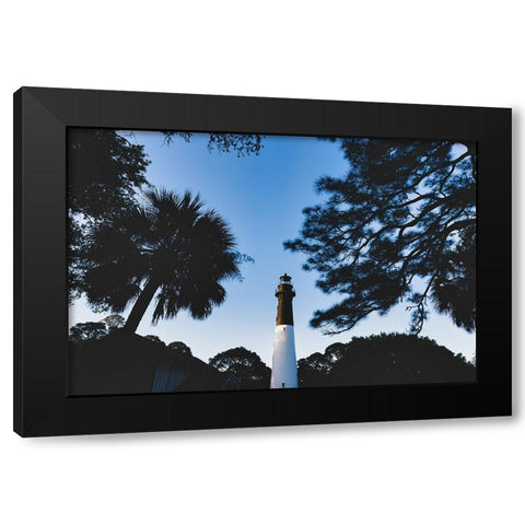 Hunting Island Lighthouse Black Modern Wood Framed Art Print by Malone, Will