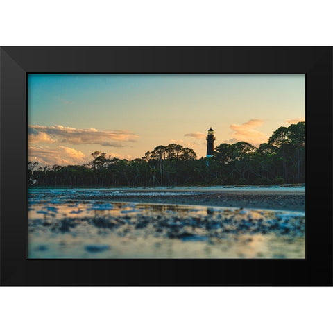 Hunting Island Lighthouse 2 Black Modern Wood Framed Art Print by Malone, Will