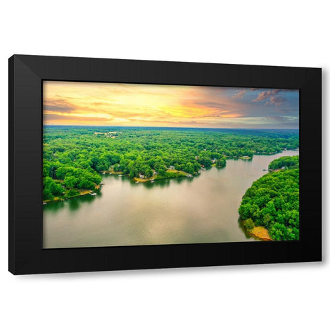 Lake Sunset 2 Black Modern Wood Framed Art Print with Double Matting by Malone, Will