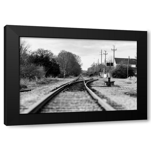 Rails Black Modern Wood Framed Art Print with Double Matting by Malone, Will