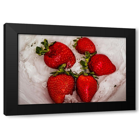 Strawberry Dance 2 Black Modern Wood Framed Art Print with Double Matting by Malone, Will