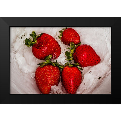 Strawberry Dance 2 Black Modern Wood Framed Art Print by Malone, Will