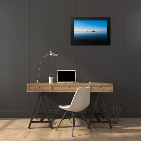 Two Islands Wide Black Modern Wood Framed Art Print by Malone, Will