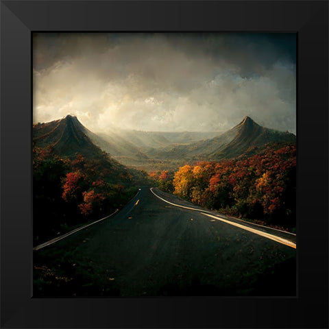 Autumn Road 2 Black Modern Wood Framed Art Print by Screendoor