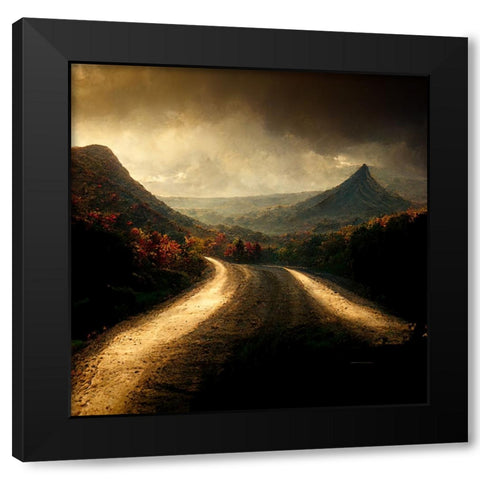 Autumn Road 3 Black Modern Wood Framed Art Print with Double Matting by Screendoor