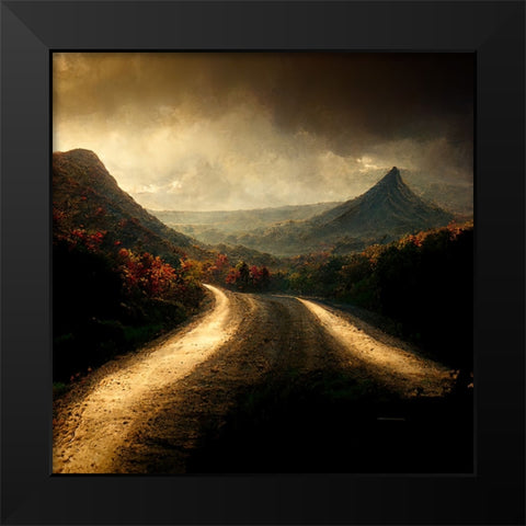 Autumn Road 3 Black Modern Wood Framed Art Print by Screendoor