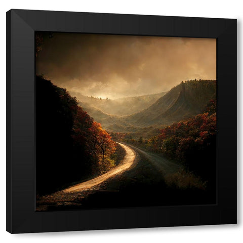 Autumn Road 4 Black Modern Wood Framed Art Print by Screendoor