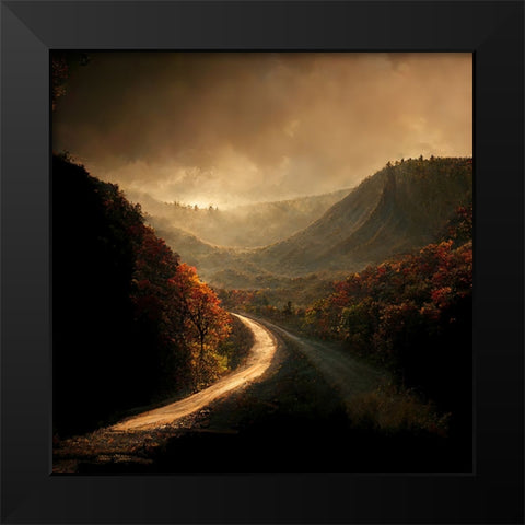 Autumn Road 4 Black Modern Wood Framed Art Print by Screendoor