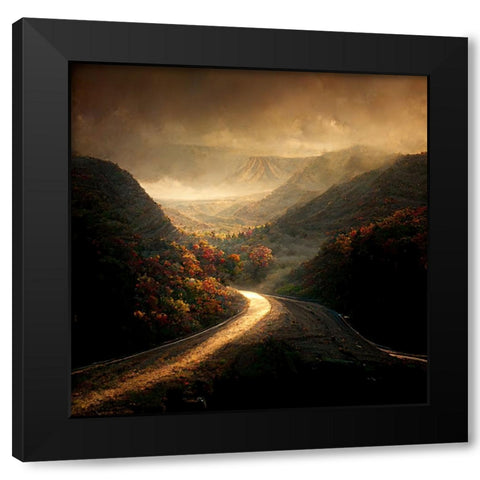 Autumn Road 5 Black Modern Wood Framed Art Print with Double Matting by Screendoor